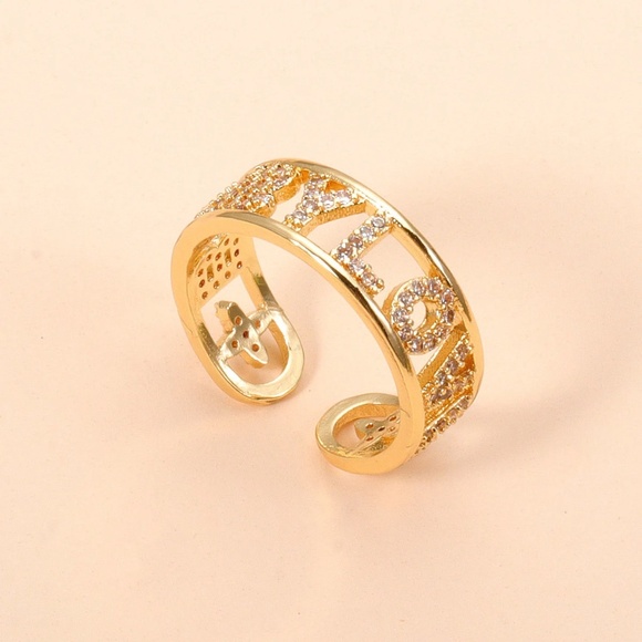 Elegant Geometric Multilayer CZ Open Ring - Picture 5 of 6